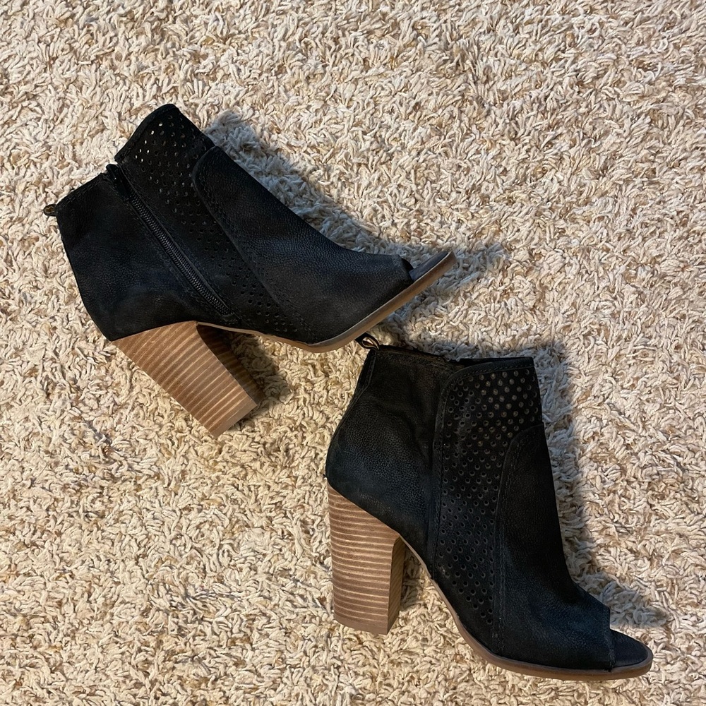 Black Peep-Toe Lucky Brand Ankle Boots